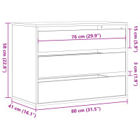 Produktbild för Byrå rökfärgad ek 80x41x58 cm konstruerat trä