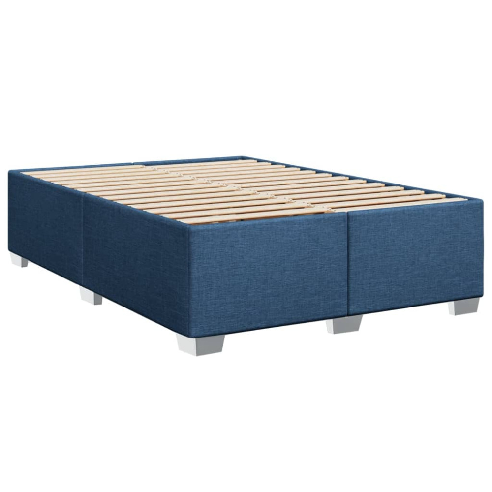 Produktbild för Ramsäng med madrass blå 140x190 cm tyg