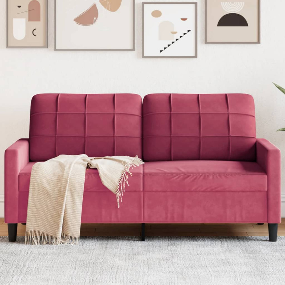 Produktbild för 2-sitssoffa vinröd 140 cm sammet
