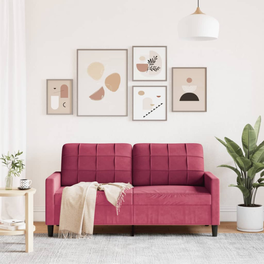 Produktbild för 2-sitssoffa vinröd 140 cm sammet