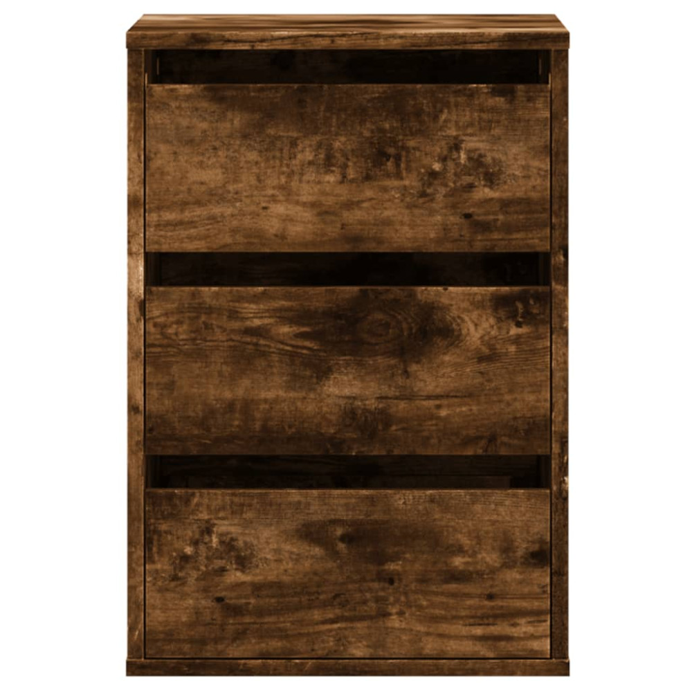 Produktbild för Byrå rökfärgad ek 40x41x58 cm konstruerat trä
