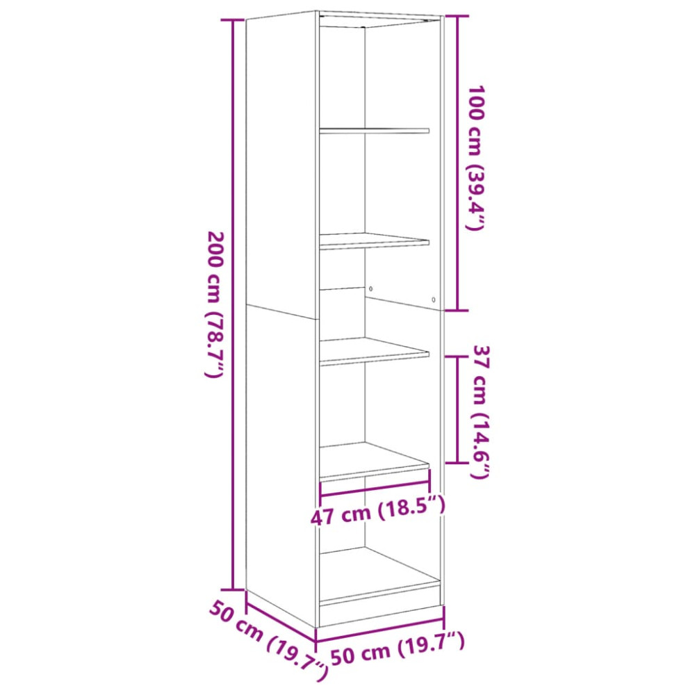 Produktbild för Garderob åldrat trä 50x50x200 cm konstruerat trä