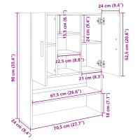 Produktbild för Tvättmaskinsskåp sonoma-ek 70,5x24x90 cm