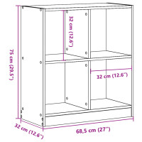 Produktbild för Bokhylla rökfärgad ek 68,5x32x75 cm konstruerat trä