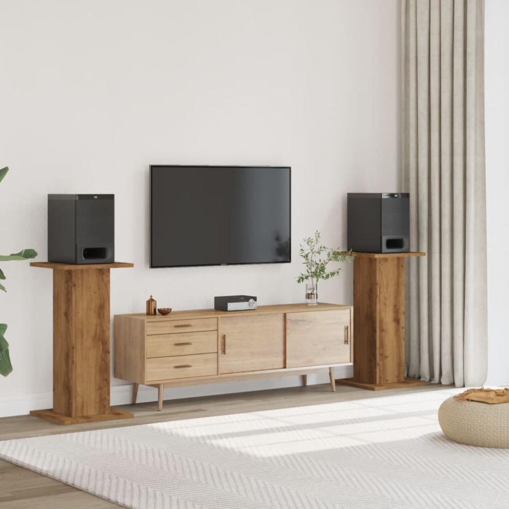 Produktbild för Högtalarställ 2 st ek 30x30x80 cm konstruerat trä