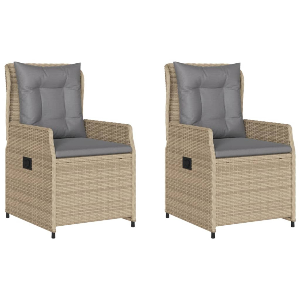 Produktbild för Justerbara trädgårdsstolar 2 st beige konstrotting