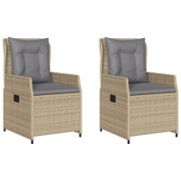 Produktbild för Justerbara trädgårdsstolar 2 st beige konstrotting