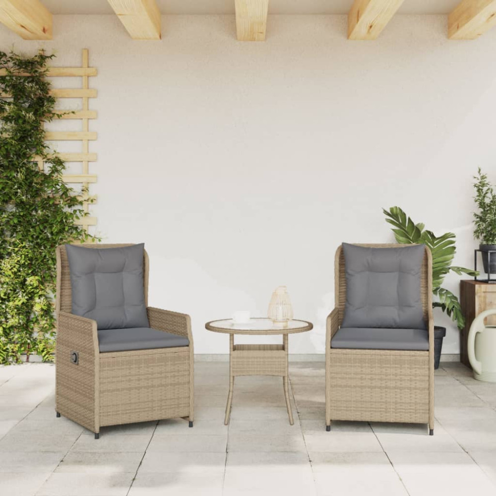Produktbild för Justerbara trädgårdsstolar 2 st beige konstrotting