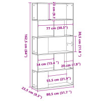 Produktbild för Bokhylla 5 hyllplan betonggrå 80,5x23,5x162,5cm konstruerat trä