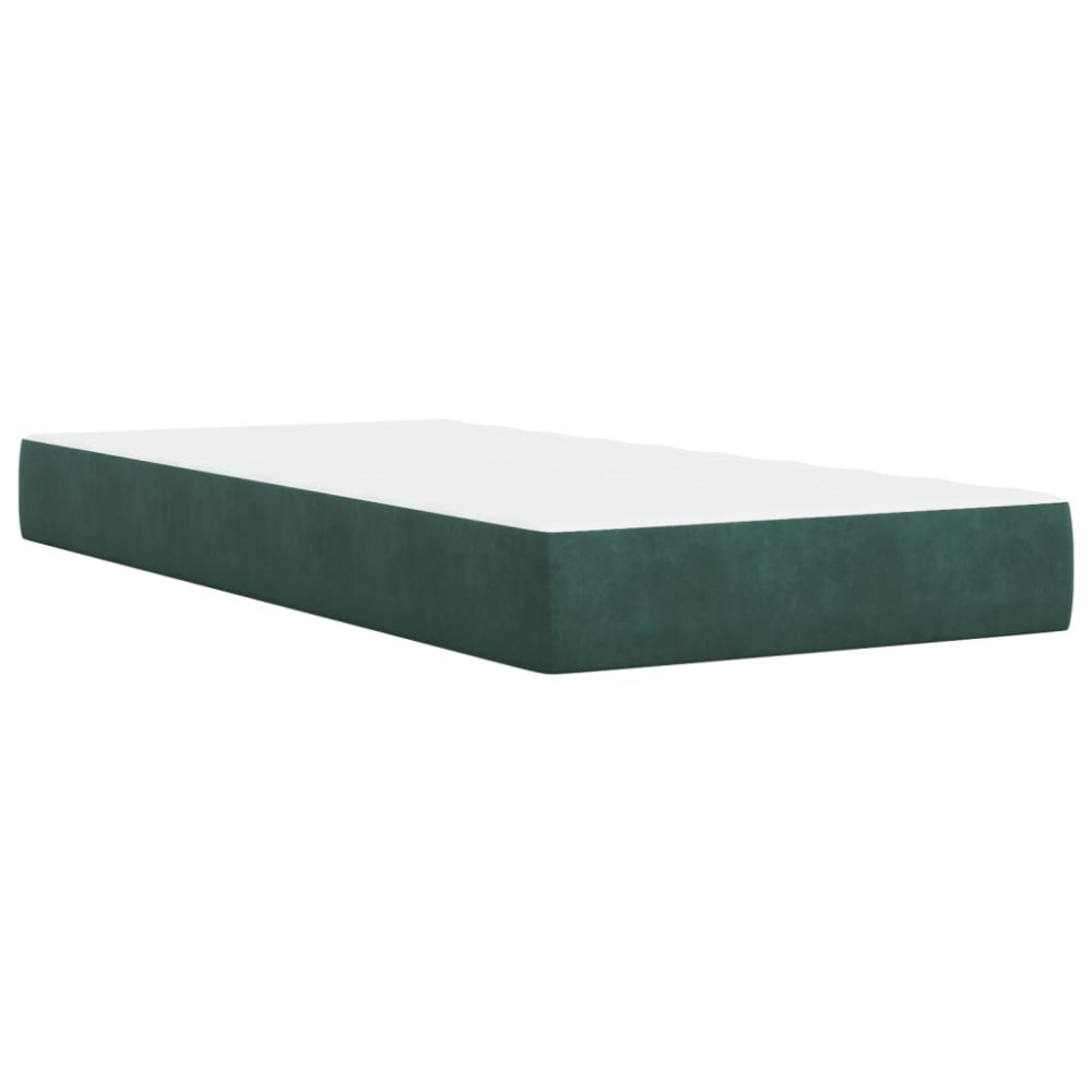 Produktbild för Ramsäng med madrass mörkgrön 90x190 cm sammet