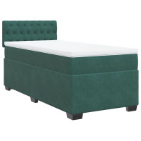 Produktbild för Ramsäng med madrass mörkgrön 90x190 cm sammet