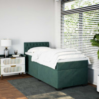 Produktbild för Ramsäng med madrass mörkgrön 90x190 cm sammet