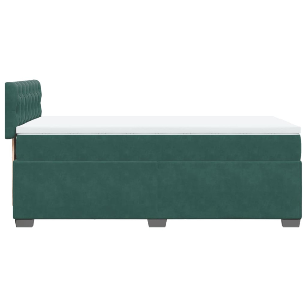 Produktbild för Ramsäng med madrass mörkgrön 90x190 cm sammet