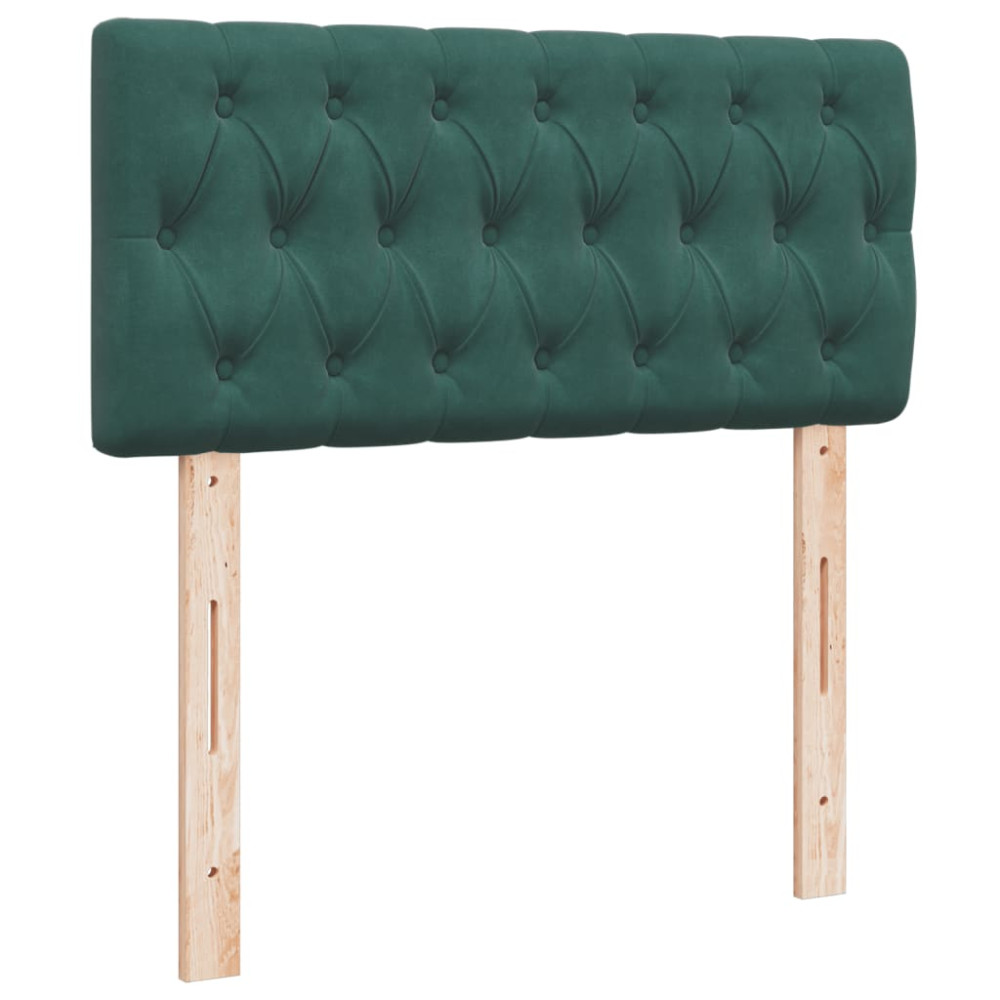 Produktbild för Ramsäng med madrass mörkgrön 90x190 cm sammet