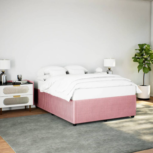 vidaXL Sängram rosa 140x190 cm sammet - Sängar & Sängramar