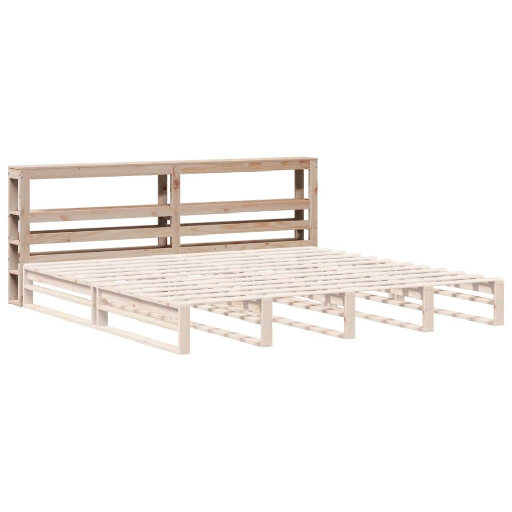 Produktbild för Huvudgavel med hyllor 180 cm massiv furu
