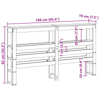 Produktbild för Huvudgavel med hyllor vaxbrun 160 cm massiv furu