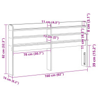 Produktbild för Huvudgavel med hyllor 150 cm massiv furu