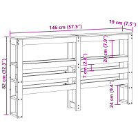 Produktbild för Huvudgavel med hyllor 140 cm massiv furu