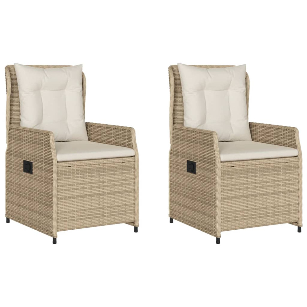 Produktbild för Justerbara trädgårdsstolar 2 st beige konstrotting