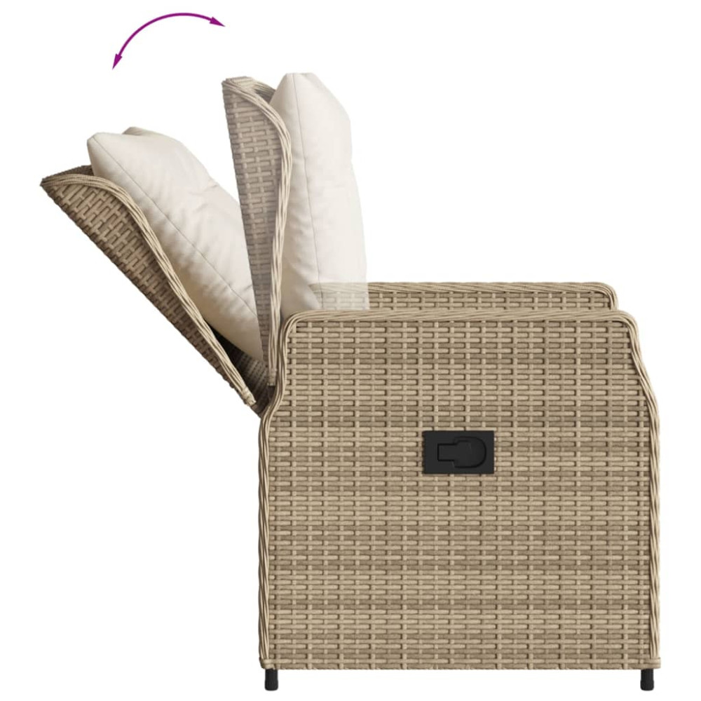 Produktbild för Justerbara trädgårdsstolar 2 st beige konstrotting