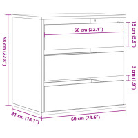 Produktbild för Byrå åldrat trä 60x41x58 cm konstruerat trä