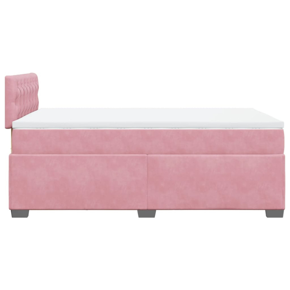 Produktbild för Ramsäng med madrass rosa 120x200 cm sammet