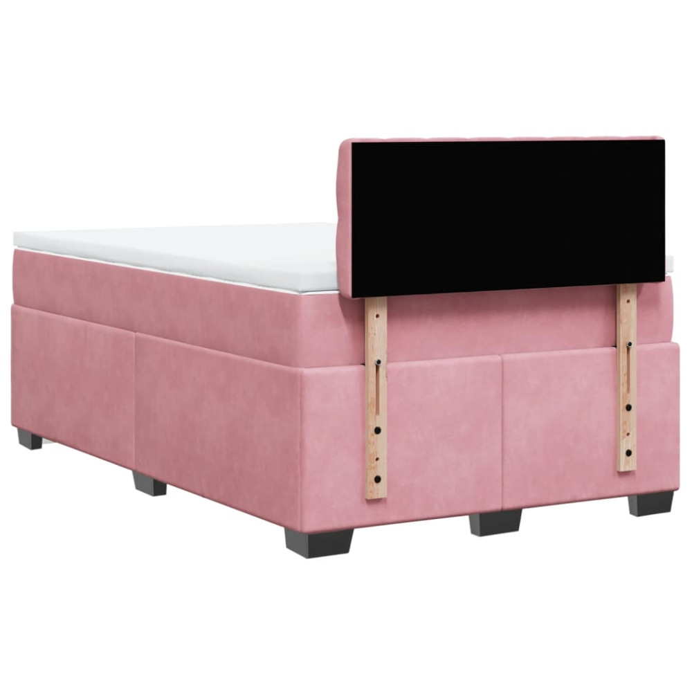 Produktbild för Ramsäng med madrass rosa 120x200 cm sammet