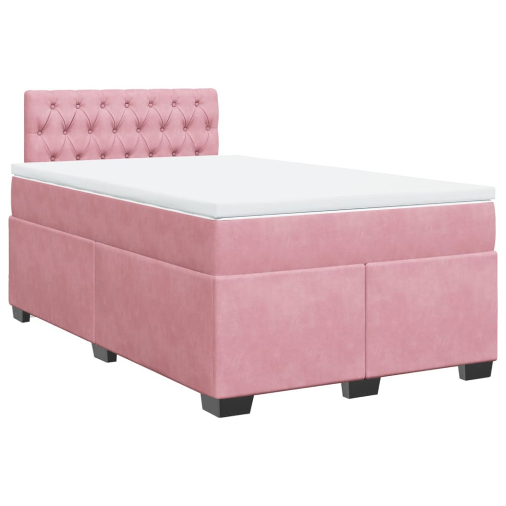 Produktbild för Ramsäng med madrass rosa 120x200 cm sammet