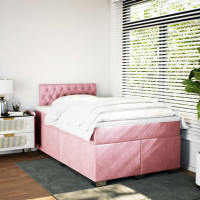Produktbild för Ramsäng med madrass rosa 120x200 cm sammet
