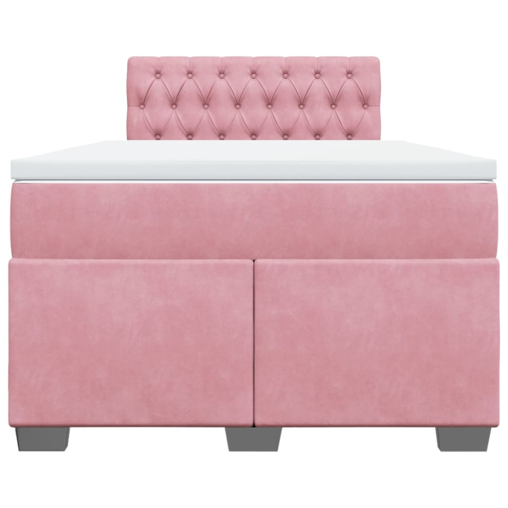 Produktbild för Ramsäng med madrass rosa 120x200 cm sammet