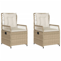 Produktbild för Justerbara trädgårdsstolar 2 st beige konstrotting