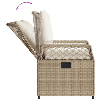 Produktbild för Justerbara trädgårdsstolar 2 st beige konstrotting