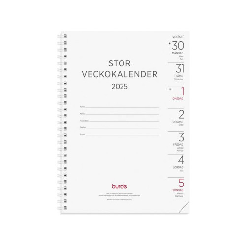 Burde Stor Veckokalender refill 2025