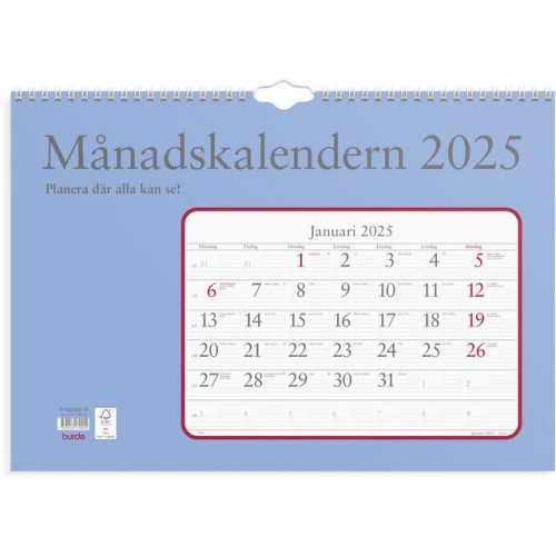 Burde Väggkalender Månadskalendern 2025