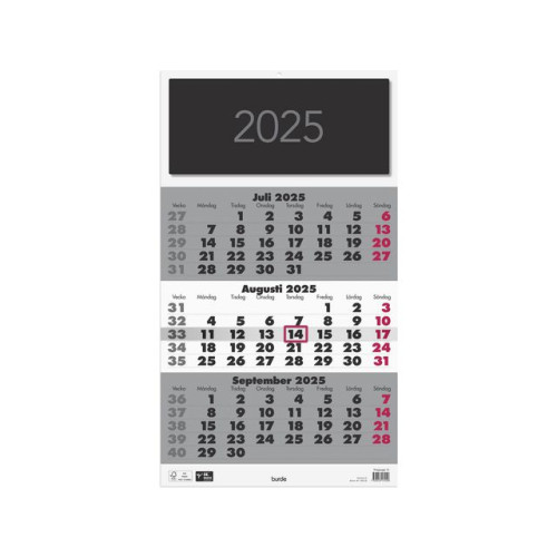 Burde Väggkalender Triplaner Elegant 2025