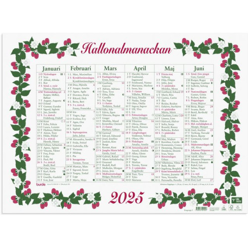 Burde Väggkalender Stora Hallonalmanackan 2025