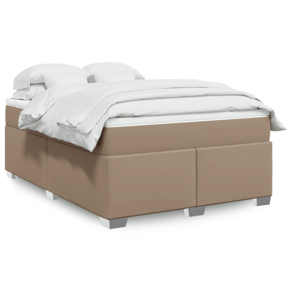 Produktbild för Ramsäng med bäddmadrass cappuccino 140x190 cm konstläder