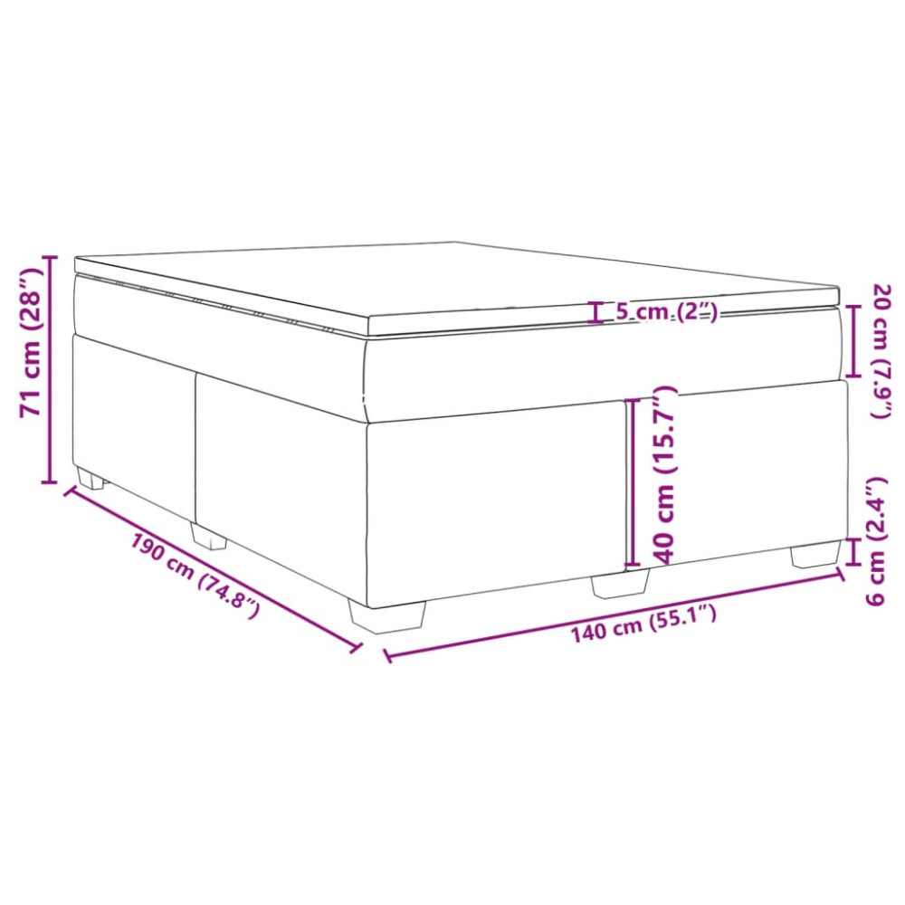 Produktbild för Ramsäng med bäddmadrass cappuccino 140x190 cm konstläder