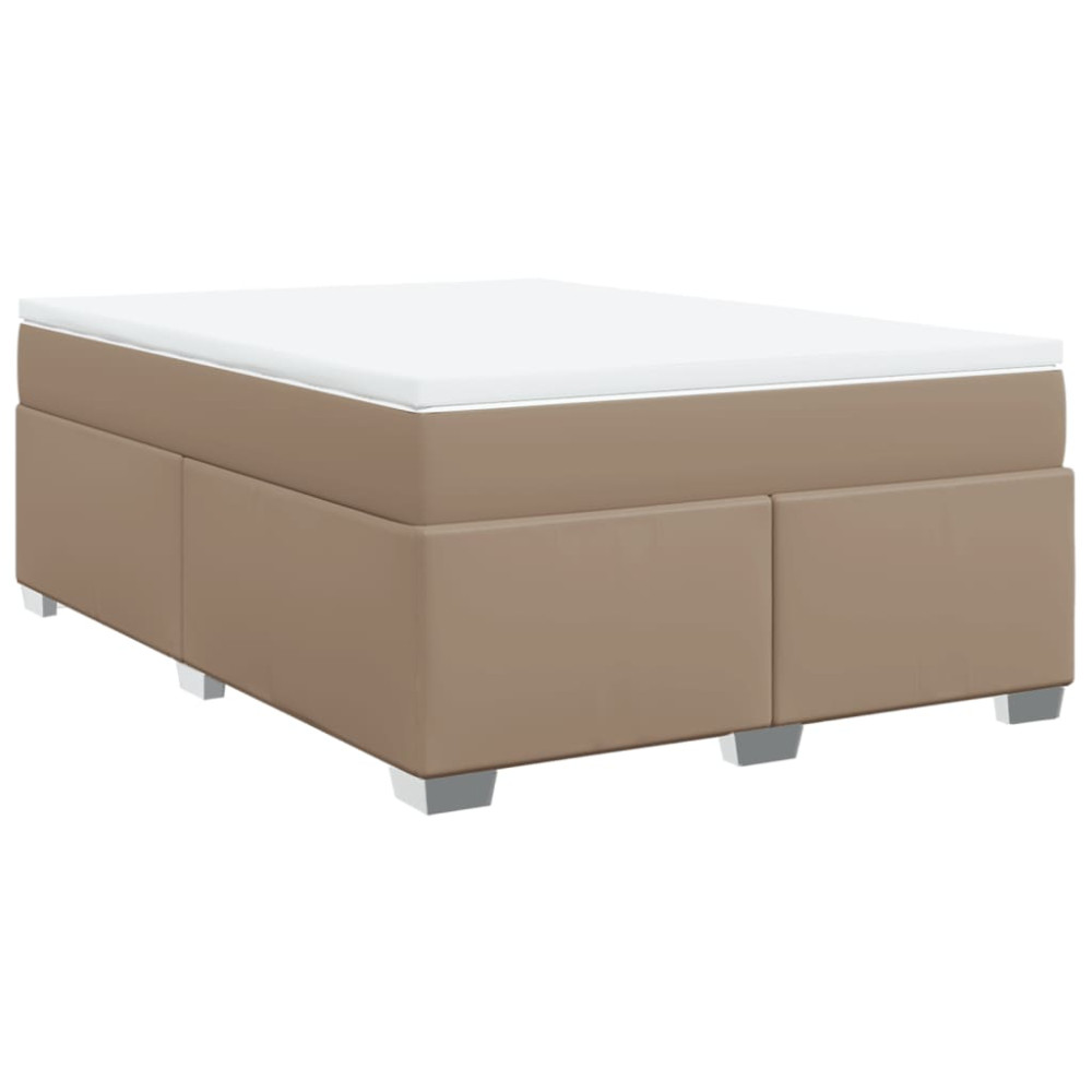 Produktbild för Ramsäng med bäddmadrass cappuccino 140x190 cm konstläder