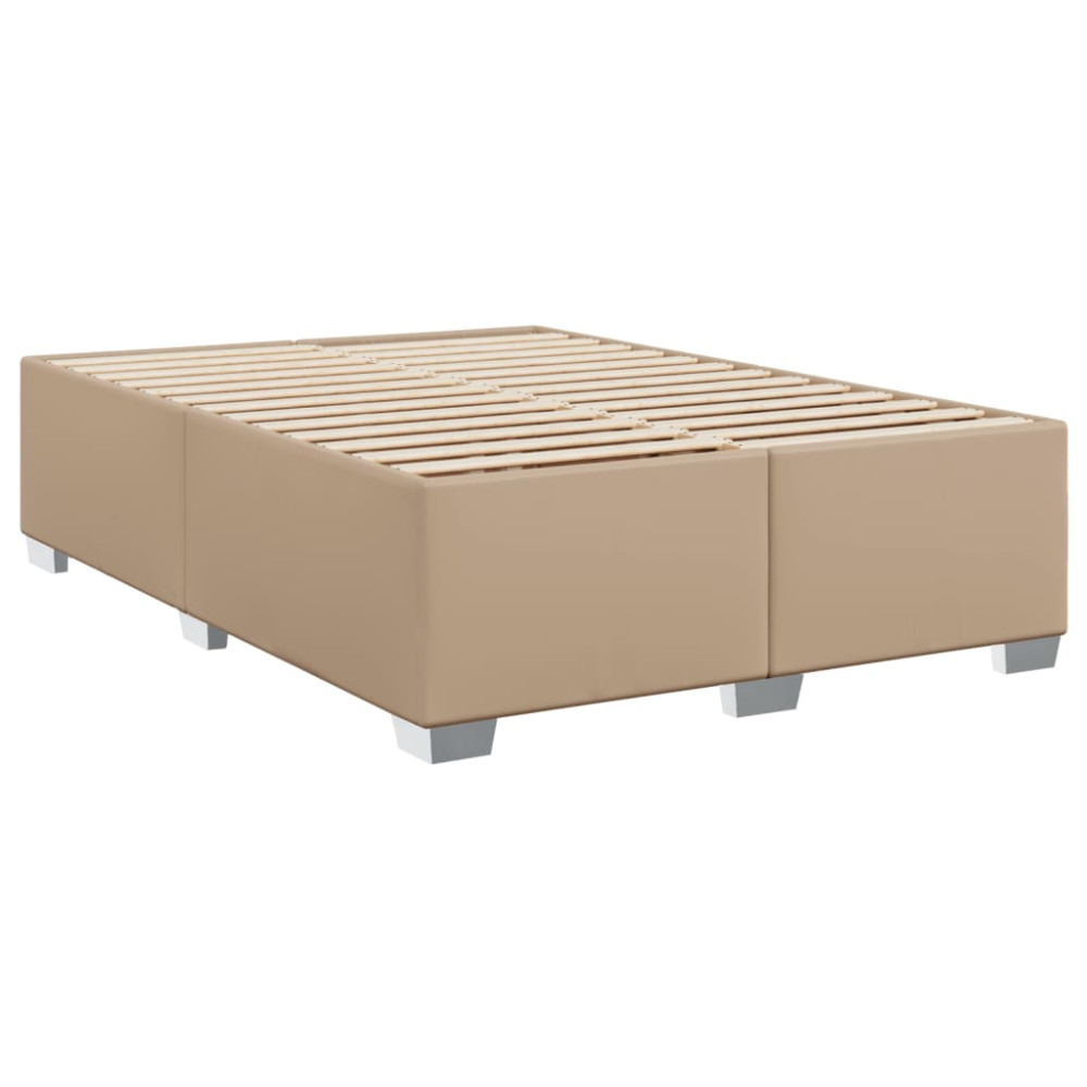 Produktbild för Ramsäng med bäddmadrass cappuccino 140x190 cm konstläder