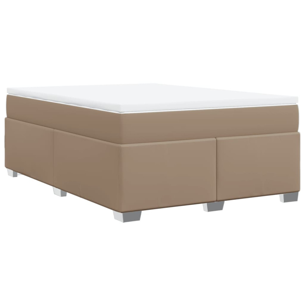 Produktbild för Ramsäng med bäddmadrass cappuccino 140x190 cm konstläder