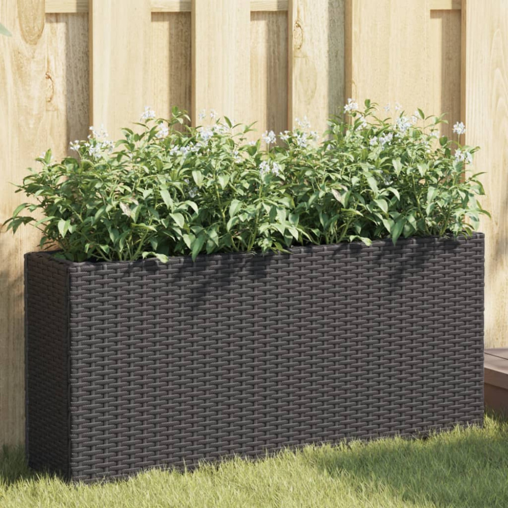 Produktbild för Odlingslådor med 2 krukor 2 st svart 90x20x40 cm konstrotting