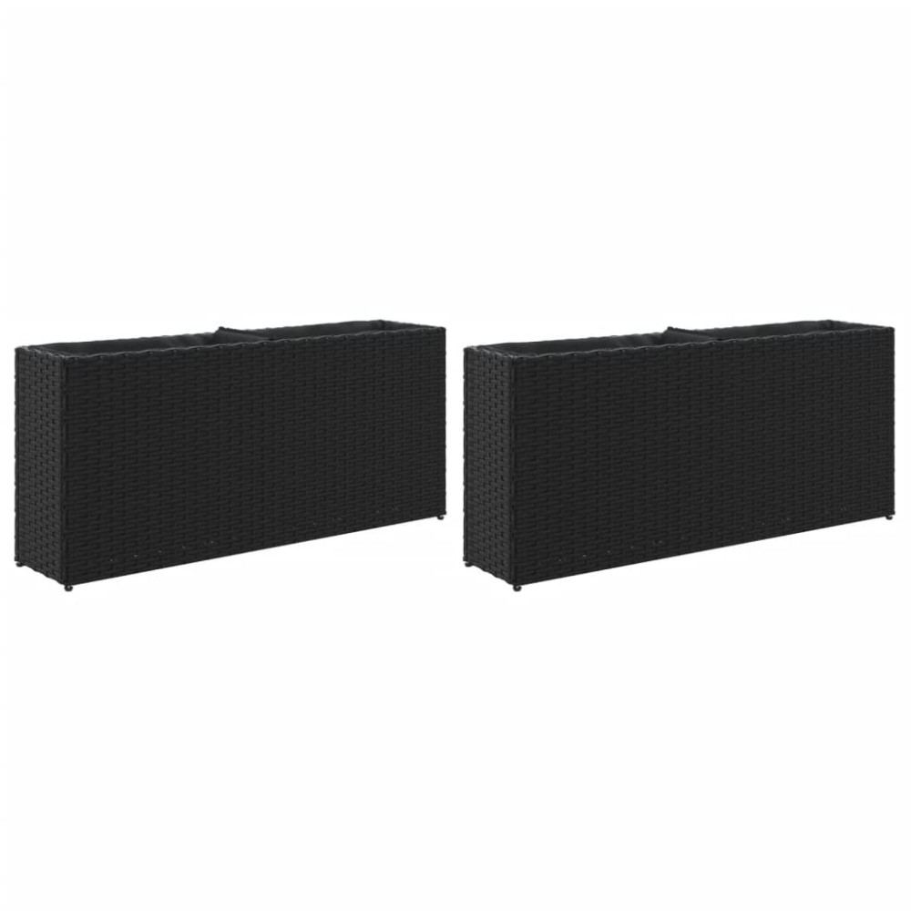 Produktbild för Odlingslådor med 2 krukor 2 st svart 90x20x40 cm konstrotting