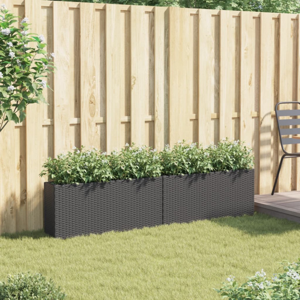 Produktbild för Odlingslådor med 2 krukor 2 st svart 90x20x40 cm konstrotting