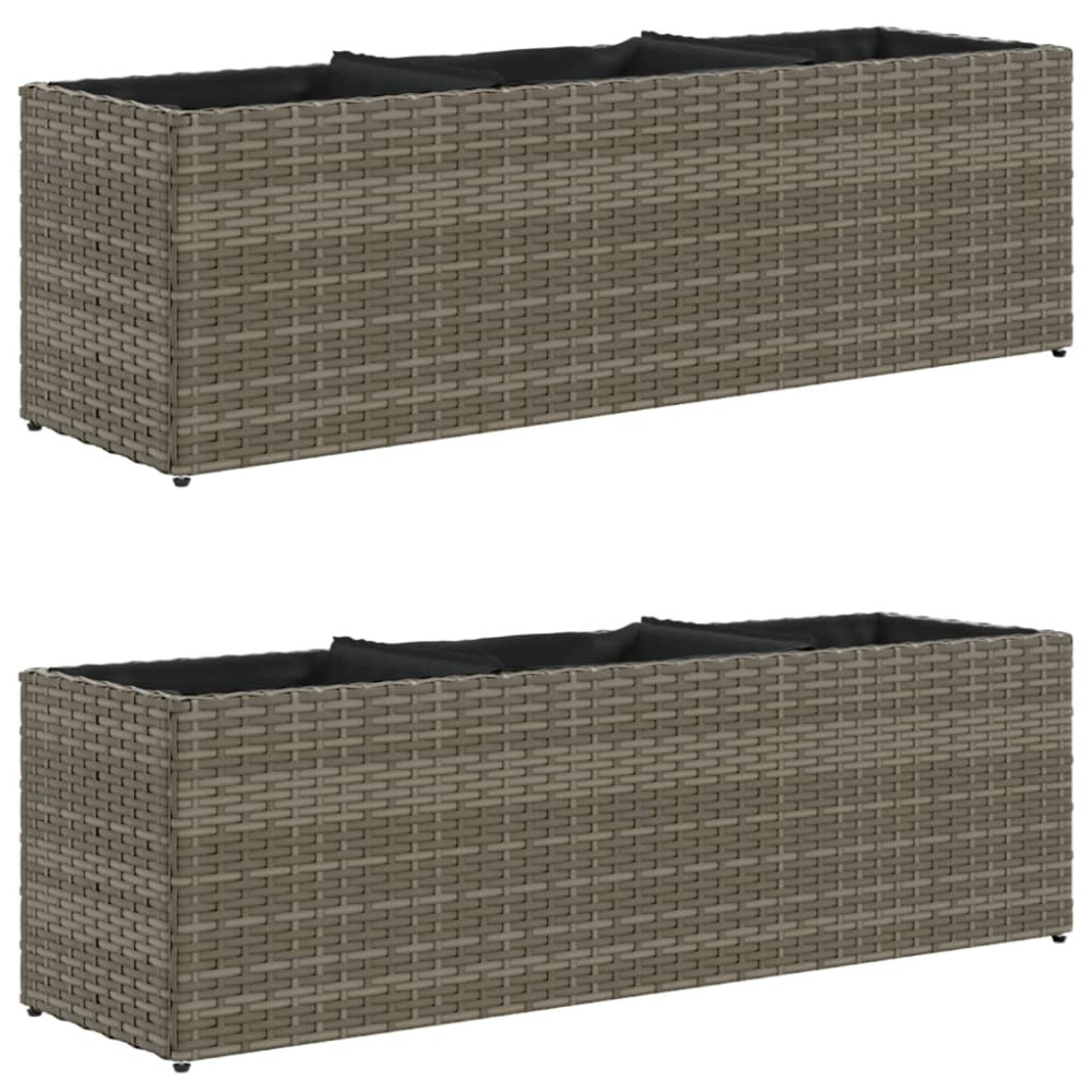 Produktbild för Odlingslådor med 3 krukor 2 st grå 105x30x32 cm konstrotting