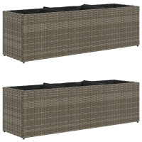 Produktbild för Odlingslådor med 3 krukor 2 st grå 105x30x32 cm konstrotting