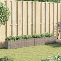 Produktbild för Odlingslådor med 3 krukor 2 st grå 105x30x32 cm konstrotting