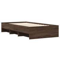 Produktbild för Sängram utan madrass brun ek 90x190 cm konstruerad trä