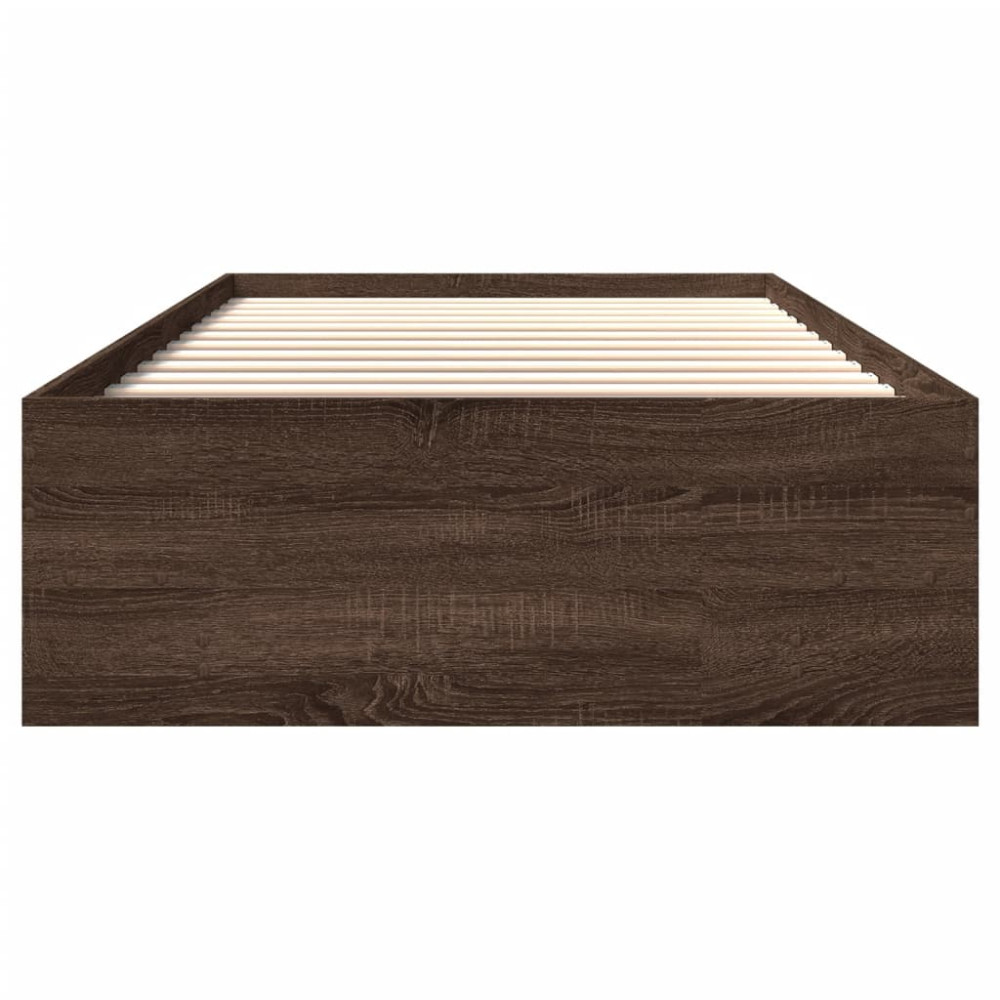 Produktbild för Sängram utan madrass brun ek 90x190 cm konstruerad trä